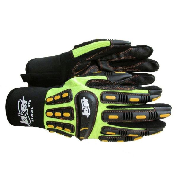 GLOVE, JOKER XTR TPR IMPACT PROTECTION GLOVE PVC PALM HI-VIZ GREEN