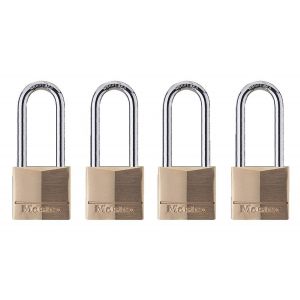 1-9/16IN (40MM) WIDE SOLID BRASS BODY PADLOCK WITH 2IN (51MM) SHACKLE; 4 PACK, 140QLH