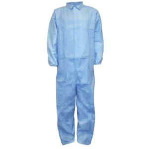COVERALL, DEFENDER BLUE VISCOSE/POLYESTER LIMITED FLAME RESISTANT NO HOOD OR BOOTS SIZE-XL, FRC150XL