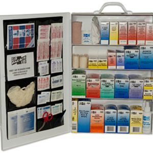 FIRST AID STATION, 100 PERSON WHITE 4-SHELF STEEL CABINET, 6175