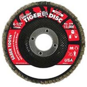 FLAP DISC, SABER TOOTH CERAMIC 4-1/2 40CG, ANGLED PHENOLIC BACKING, 7/8 ARBOR HOLE, 50101