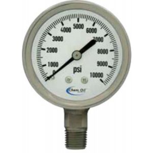 PRESSURE GAUGE, 4 LIQUID FILLED SS/SS 1/2 LM 6K PSI, 310L-402R