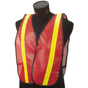 VEST, HOOK AND LOOP HI-VIZ ORANGE WITH GREEEN STRIPE, 16978