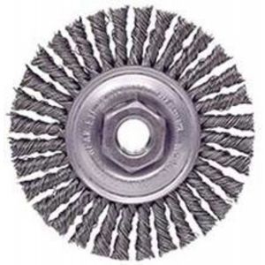 WELD CLEANING BRUSH, ROUGHNECK STRINGER BEAD WHEEL 4, ROOT PASS BRUSH, .020 STEEL FILL, 1/2-13 UNC NUT, 13130