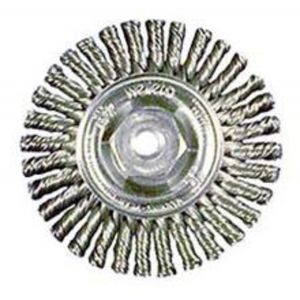 WELD CLEANING BRUSH, ROUGHNECK STRINGER BEAD WHEEL 4, ROOT PASS BRUSH, .020 STEEL FILL, M10X1.25 NUT, 13125
