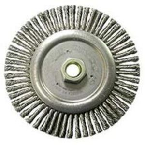 WELD CLEANING BRUSH, ROUGHNECK STRINGER BEAD WHEEL 6, ROOT PASS BRUSH, .020 STEEL FILL, 5/8-11 UNC NUT, 09400