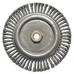 WELD CLEANING BRUSH, ROUGHNECK STRINGER BEAD WHEEL 7, ROOT PASS BRUSH, .020 STEEL FILL, 5/8-11 UNC NUT, 09000