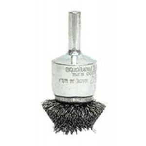 WIRE BRUSH, CIRCULAR FLARED CRIMPED WIRE END 1-1/4, .006 STEEL FILL, 10076
