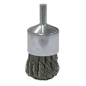 WIRE BRUSH, KNOT WIRE END VORTEC PRO 1, .020 STEEL FILL, 1/4 STEM, 36051