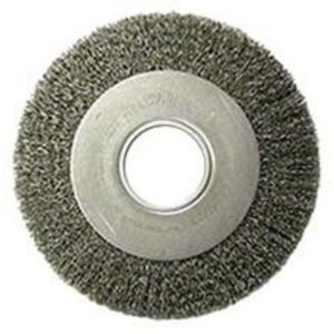 WIRE WHEEL, CRIMPED 8, MEDIUM FACE, .0104 STEEL FILL, 2 ARBOR HOLE, 06100