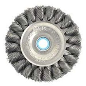 WIRE WHEEL, STANDARD TWIST KNOT 3, .0118 STEEL FILL, 1/2-3/8 ARBOR HOLE, 09104