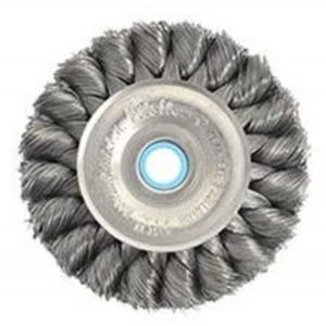 WIRE WHEEL, STANDARD TWIST KNOT 4, .0118 STEEL FILL, 1/2-3/8 ARBOR HOLE, 09134