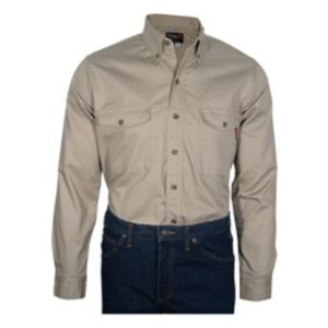 WORK SHIRT, FLAME RESISTANT LONG SLEEVE KHAKI SIZE-3XL, FRO56390KH-3XL